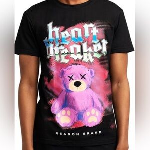 Reason Unisex Heart Breaker Bling Rhinestone Teddy Bear T- Shirt XL